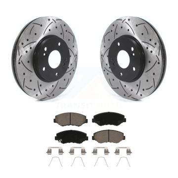 Front Coated Drilled Slotted Disc Brake Rotors And Ceramic Pad Kit For Honda Pilot Accord KDC-100234