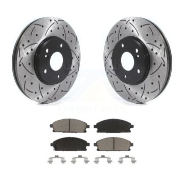 Front Coated Drilled Slotted Disc Brake Rotor And Ceramic Pad Kit For 2003-2006 Acura MDX KDC-100236