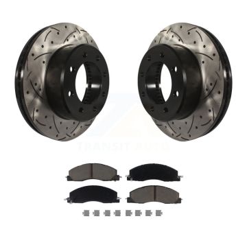 Front Coated Drilled Slot Disc Brake Rotor & Ceramic Pad Kit For Ram 3500 2500 1500 Dodge KDC-100240