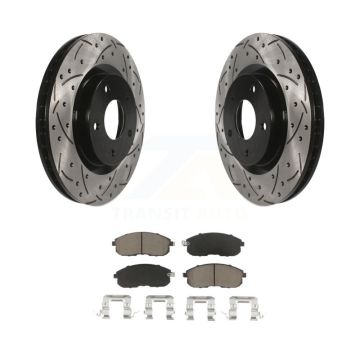Front Coated Drill Slot Disc Brake Rotor Ceramic Pad Kit For 2007-2012 Nissan Sentra SE-R KDC-100242