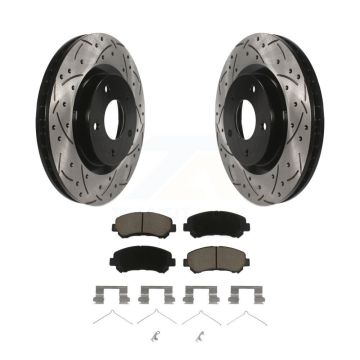 Front Coated Drilled Slotted Disc Brake Rotor And Ceramic Pad Kit For Nissan Rogue Select KDC-100243