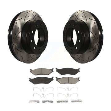 Front Drill Slot Brake Rotors Ceramic Pad Kit For Ford F-450 Super Duty F-550 CF500 CF600 KDC-100244