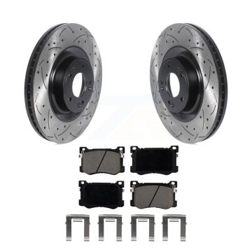 Front Drilled Slot Disc Brake Rotor Ceramic Pad Kit For Hyundai Genesis G80 Kia K900 3.8L KDC-100247