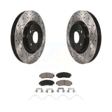 Front Coated Drilled Slotted Disc Brake Rotor Ceramic Pad Kit For 2011-2014 Honda Odyssey KDC-100249