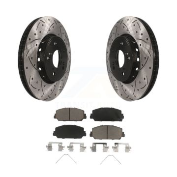 Front Coated Drilled Slotted Disc Brake Rotors And Ceramic Pads Kit For Acura RDX ILX KDC-100251
