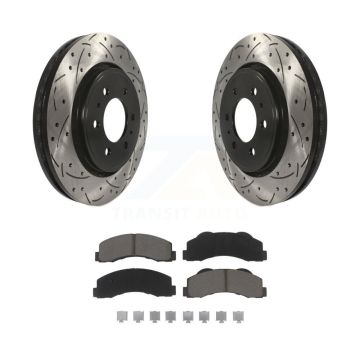 Front Drill Slot Brake Rotors Ceramic Pad Kit For Ford F-150 Expedition Lincoln Navigator KDC-100252