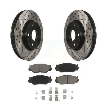 Front Coated Drilled Slotted Disc Brake Rotors And Ceramic Pads Kit For Lexus IS250 KDC-100254