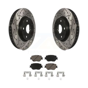 Front Coated Drilled Slotted Disc Brake Rotors And Ceramic Pads Kit For Lexus IS250 KDC-100255