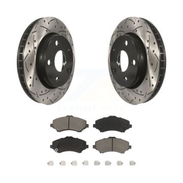 Front Coated Drilled Slotted Disc Brake Rotors And Ceramic Pads Kit For Jeep Wrangler JK KDC-100256