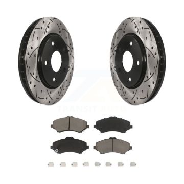 Front Drilled Slot Brake Rotor Ceramic Pad Kit For Dodge Grand Caravan Journey Chrysler & KDC-100258