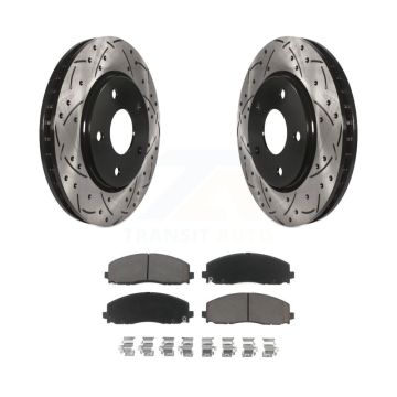 Front Coated Drilled Slotted Disc Brake Rotor And Ceramic Pad Kit For Dodge Grand Caravan KDC-100259