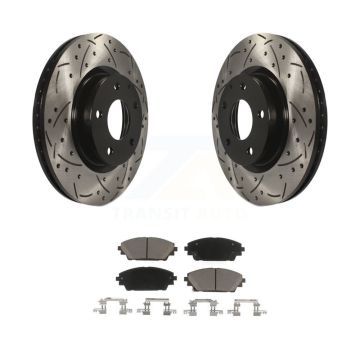 Front Coated Drilled Slotted Disc Brake Rotors And Ceramic Pad Kit For Mazda 3 CX-3 Sport KDC-100261