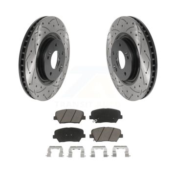 Front Coated Drilled Slotted Disc Brake Rotor Ceramic Pad Kit For 2012-2017 Hyundai Azera KDC-100265