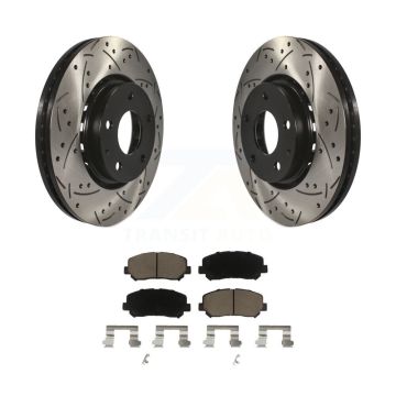 Front Coated Drilled Slotted Disc Brake Rotors And Ceramic Pads Kit For Mazda CX-5 KDC-100267