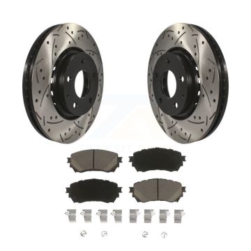 Front Drilled Slot Brake Rotors Ceramic Pad Kit For 2019-2021 Mazda 6 Naturally Aspirated KDC-100268