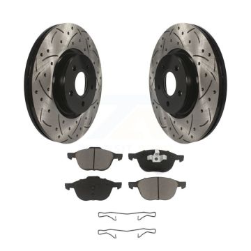 Front Drilled Slot Brake Rotor Ceramic Pad Kit For Ford Transit Connect 104.8" wheel base KDC-100269