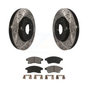 Front Coated Drilled Slotted Disc Brake Rotors Ceramic Pad Kit For 2012-2013 Buick Verano KDC-100272