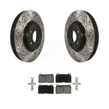 Front Coated Drilled Slotted Disc Brake Rotors And Ceramic Pads Kit For Audi Q5 KDC-100273