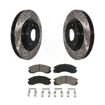 Front Coated Drilled Slotted Disc Brake Rotors And Ceramic Pads Kit For Mitsubishi Lancer KDC-100275