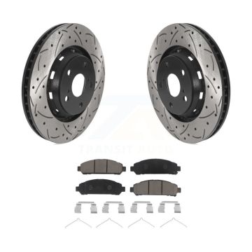 Front Coated Drilled Slotted Disc Brake Rotors Ceramic Pad Kit For 2009-2016 Toyota Venza KDC-100276