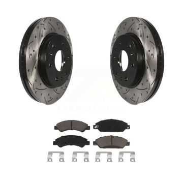 Front Drilled Slot Brake Rotor Ceramic Pad Kit For Chevrolet Avalanche Cadillac GMC Tahoe KDC-100277