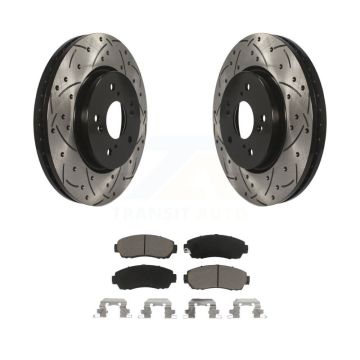 Front Drilled Slot Brake Rotors Ceramic Pad Kit For Honda CR-V Acura RDX Accord Crosstour KDC-100279