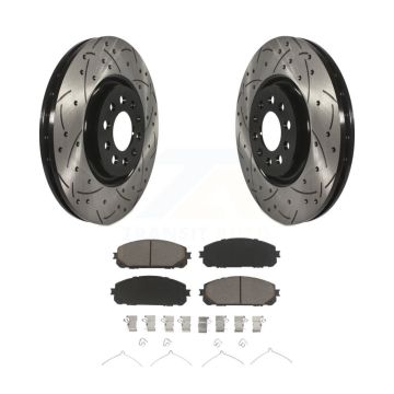 Front Drilled Slot Brake Rotor Ceramic Pad Kit For Jeep Cherokee With Dual Piston Caliper KDC-100283