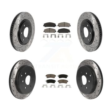 Front Rear Drilled Slot Brake Rotors Ceramic Pad Kit For INFINITI QX80 Nissan Armada QX56 KDC-100286