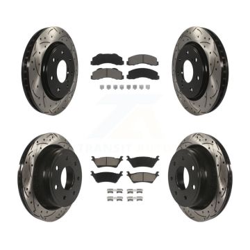 Front Rear Drill Slot Brake Rotors Ceramic Pad Kit For 12-14 Ford F-150 With 7 Lug Wheels KDC-100287