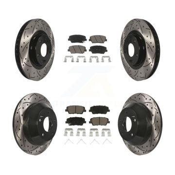 Front Rear Coated Drilled Slotted Disc Brake Rotors And Ceramic Pads Kit For Kia Sorento KDC-100292