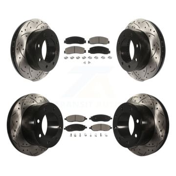 Front Rear Drilled Slot Disc Brake Rotors Ceramic Pad Kit For Ford F-350 Super Duty F-250 KDC-100294