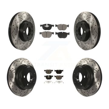 Front Rear Coated Drilled Slotted Disc Brake Rotors And Ceramic Pads Kit For BMW X5 X6 KDC-100301