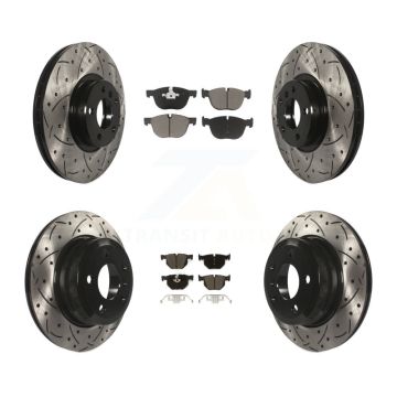 Front Rear Coated Drilled Slotted Disc Brake Rotors And Ceramic Pads Kit For BMW X5 X6 KDC-100302