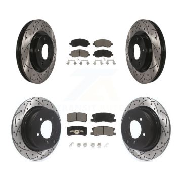 Front Rear Drill Slot Brake Rotors Ceramic Pad Kit For Jeep Mitsubishi Patriot Lancer RVR KDC-100304