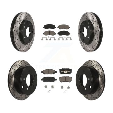 Front Rear Drilled Slot Brake Rotor & Ceramic Pad Kit For Mitsubishi Lancer Dodge Caliber KDC-100305