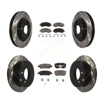 Front Rear Drill Slot Brake Rotors Ceramic Pad Kit For Jeep Patriot Compass Dodge Caliber KDC-100306