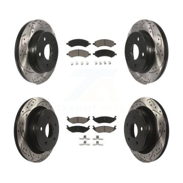 Front Rear Drilled Slot Brake Rotor & Ceramic Pad Kit For Ram 1500 Classic Dodge Chrysler KDC-100309