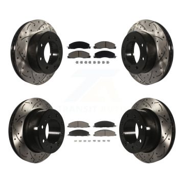 Front Rear Coat Drill Slot Disc Brake Rotors Ceramic Pad Kit For Ram 3500 2500 1500 Dodge KDC-100311