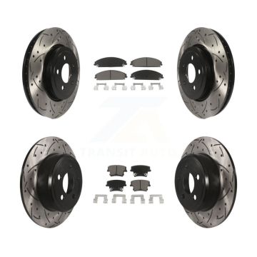 Front Rear Drilled Slot Brake Rotors Ceramic Pad Kit For 05-06 Chrysler 300 AWD with 3.5L KDC-100316