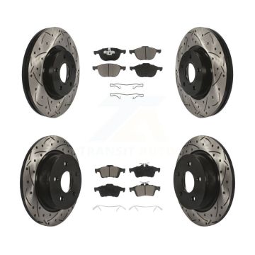 Front Rear Coated Drilled Slotted Disc Brake Rotors Ceramic Pad Kit For Ford Escape C-Max KDC-100319