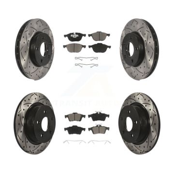 Front Rear Coated Drilled Slotted Disc Brake Rotors And Ceramic Pads Kit For Ford C-Max KDC-100320