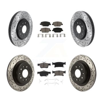 Front Rear Coated Drilled Slotted Disc Brake Rotor And Ceramic Pad Kit For Buick Envision KDC-100324