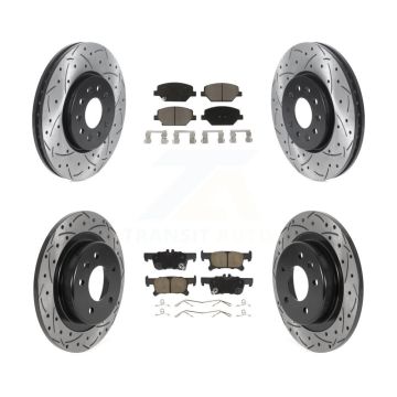 Front Rear Coated Drilled Slotted Disc Brake Rotor And Ceramic Pad Kit For Buick Envision KDC-100325
