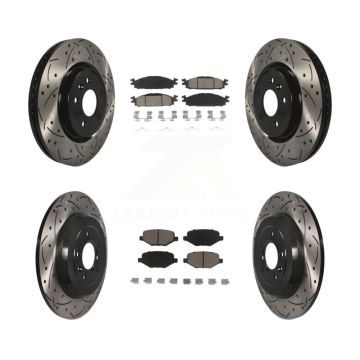 Front Rear Drilled Slot Brake Rotor Ceramic Pad Kit For Ford Explorer Flex Taurus Lincoln KDC-100328