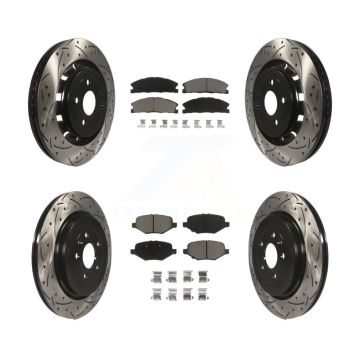 Front Rear Drilled Slot Brake Rotors Ceramic Pad Kit For Ford Explorer Flex Taurus Police KDC-100329