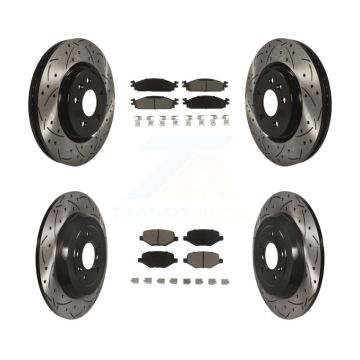 Front Rear Coated Drilled Slot Disc Brake Rotor Ceramic Pad Kit For 2009-2010 Lincoln MKS KDC-100331
