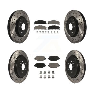 Front Rear Coat Drill Slot Disc Brake Rotors Ceramic Pad Kit For 2013 Ford Explorer Sport KDC-100332