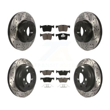 Front Rear Coated Drilled Slot Disc Brake Rotors Ceramic Pad Kit For BMW 320i xDrive 328d KDC-100333