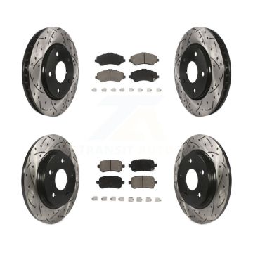 Front Rear Drill Slot Brake Rotors Ceramic Pad Kit For Dodge Grand Caravan Journey Town & KDC-100337