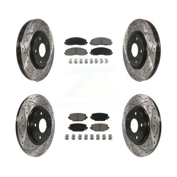 Front Rear Drill Slot Brake Rotors Ceramic Pad Kit For Dodge Grand Caravan Journey Town & KDC-100338